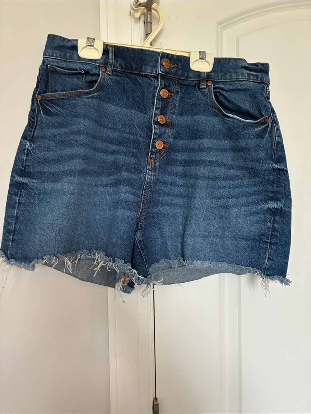 Loft Women’s High-Waist Blue Denim Button-Front Women’s Shorts